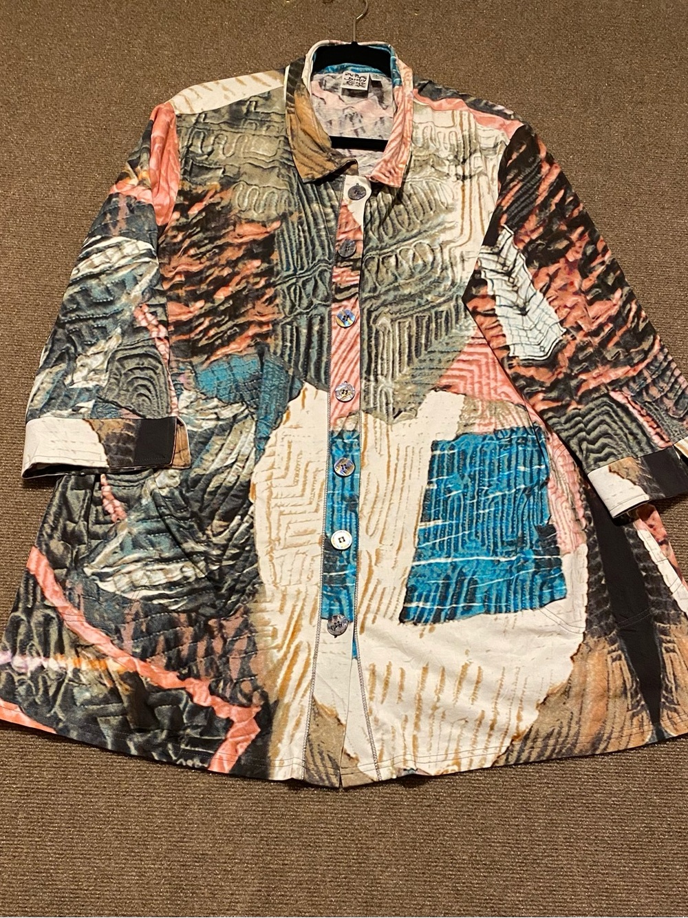 Parsley & Sage Patchwork Wired Collar Shirt Jacket Blouse 1X